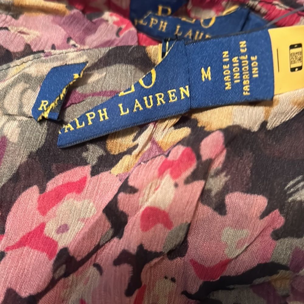 Polo Ralph Lauren- Floral Printed Chiffon Tie-Waisted Blouse - Size M - Picture 5 of 5